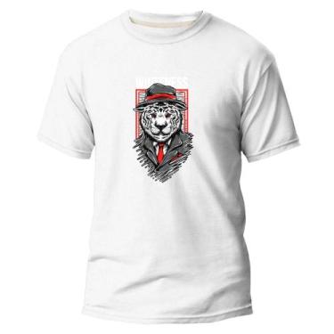 Imagem de Camiseta Algodão Premium Estampa Digital Tigre Branco Selva - NoBrand,