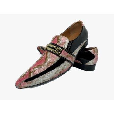 Imagem de Sapato Masculino Italiano Em Couro Social Rosa Cobra Ref: D714 - ART S