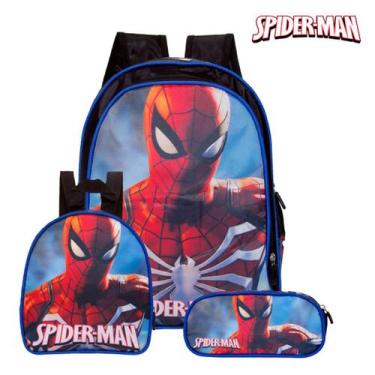 Imagem de Kit Mochila Masculino Infantil Spider Man G Escolar Costa - TOYS 2U