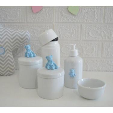 Imagem de Kit Higiene Porcelana Azul Quarto Bebe Maternidade Off K084 - Ciranda 