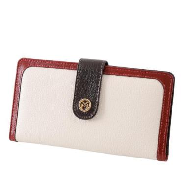 Imagem de Carteira de Couro Mariart 100F, Off white, Vermelho