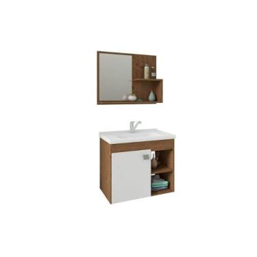 Imagem de Bancada de Banheiro Balcão Suspenso Lótus/Bia c/ Cuba 55cm e Armário c