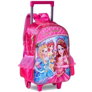 Imagem de Mochila Escolar Princesas Mágicas Rodinha 2 Em 1 Tam G