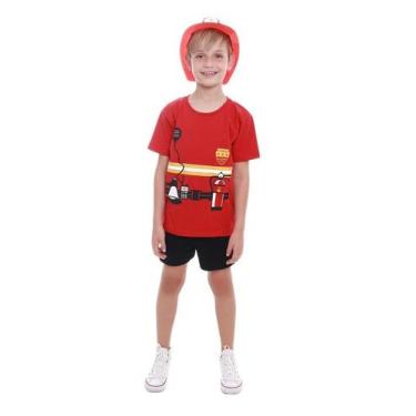 Imagem de Fantasia Bombeiro Herói - camiseta e shorts - Quimera Kids, 14