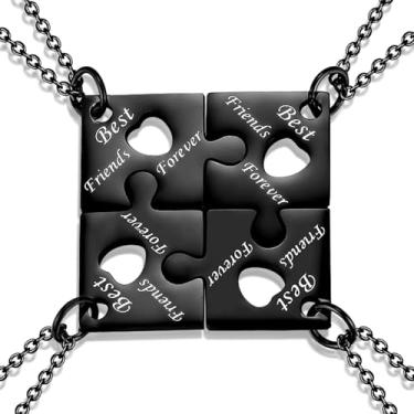 Imagem de Yonhon Colar BFF para 3/4/5/6 de aço inoxidável família amizade quebra-cabeça irmã conjunto de chaveiro, Aço inoxidável, yh