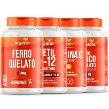 Imagem de Kit Sanguíneo, Ferro Quelato, Vitamina C, Meti B12, Zinco Quelato, Biogens