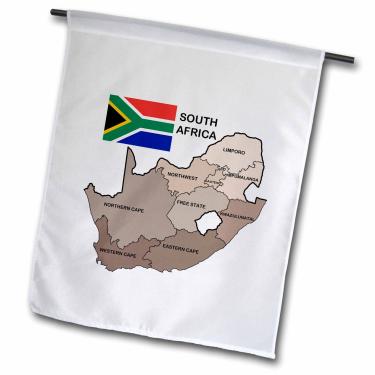 Imagem de 3dRose fl_99132_1 Mapa político e bandeira da África do Sul com todas as províncias identificadas pelo nome da bandeira do jardim, 30 x 45 cm