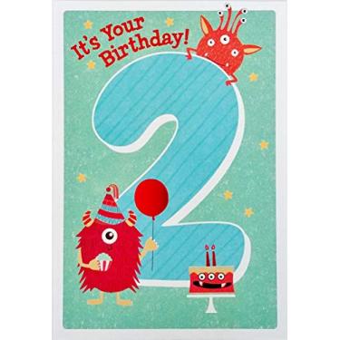 Imagem de Greeting Card Happy 2nd Birthday with Party Monsters - Hope Your Day is Full of Fun - Dois anos