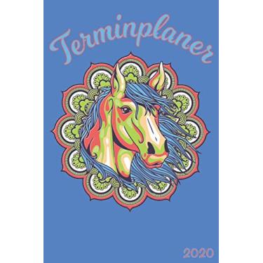 Imagem de Terminplaner 2020: Wochenplaner zum notieren, organisieren und planen 6x9 ca. DIN A5. Kalender/Terminkalender/Monats- / Tagesübersicht/Kontakt- / Geburtstags listen/Design : Mandala Pferd Bunt