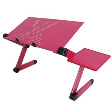 Imagem de Suporte Ajustável para Laptop, Riser Ergonômico para Laptop Com Base Giratória de 360 ​​°, Placa de Mouse, Suporte de Alumínio para Laptop, Riser Dobrável para Laptop (Rosado)