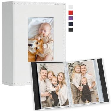 Imagem de Vienrose Álbum de Fotos Pequeno 4X6 Contém 100 Fotos, Pacote com 2, Mini Álbum de Fotos de Bebê, Capa de Couro para Presentes, Casamento, Família, Branco
