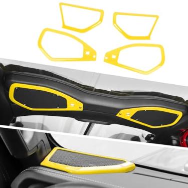 Imagem de Jimen Capa para alto-falante JL/JT, 4 peças de caixa de alto-falante A e acabamento de alto-falante de teto acessórios internos compatíveis com Jeep Wrangler JL JLU e Jeep Gladiator JT 2024+ (amarelo)