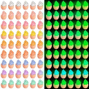 Imagem de Libima Miniaturas de dinossauros luminosos de resina, 100 peças, miniaturas de dinossauros que brilham no escuro, estatuetas de animais minúsculos de resina para paisagens de fadas, jardim, aquário,