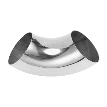 Imagem de Motoforti Tubulação de tubo de escape modificada para carro curva mandril 90 graus 8.9 cm espessura OD 1,5 mm/16GA 89x230x1,5 mm aço inoxidável 304 tom prata