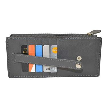 Imagem de Carteira fina All in One com alça de proteção para cartão da Leatherboss, Cinza, 6.3/4" x 3.3/8"