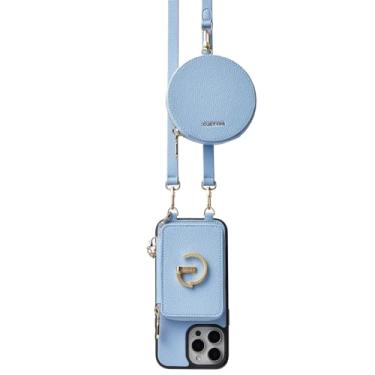 Imagem de CUSTYPE Capa carteira para iPhone 14 Pro Max para Magsafe com bolsa, porta-cartão destacável com suporte de anel, capa magnética para mulheres, 16,7 cm, azul