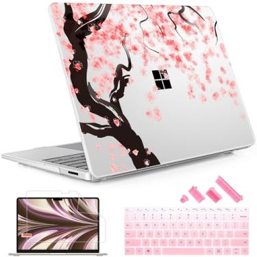 Imagem de May Chen Capa compatível apenas com Microsoft Surface Laptop 7 Windows PC 2024+ de 13,8 polegadas com CPU ARM e Copilot+ alimentado por IA, capa rígida de plástico com capa de teclado, flor de