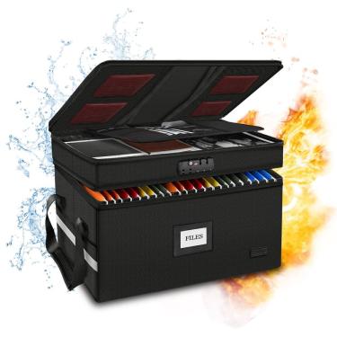 Imagem de Caixa de documentos à prova de fogo ETRONIK grande com fechadura de 2 camadas