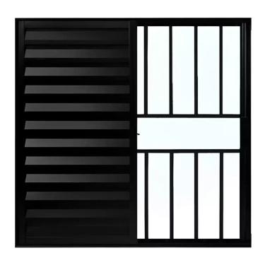 Imagem de Veneziana 3 folhas 1,00x1,00 com grade no alumínio preto