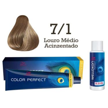 Imagem de Coloração Color Perfect 7/1 Louro Médio Acinzentado + Emulsão Oxi 30 W