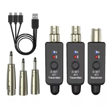 Imagem de Conjunto de receptor transmissor XLR de microfone recarregável, sistema de microfone sem fio para microfone