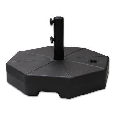 Imagem de Helios&Hestia Peso base preenchível resistente para guarda-sol de mesa de mercado de pátio externo, suporte de guarda-chuva de plástico de 50,8 kg com enchimento de água e areia, preto