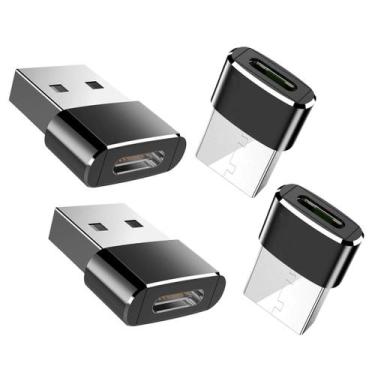 Imagem de Kit 4 Adaptador Tipo C Fêmea Para USB Macho Plug 3.0 Transfere Dados -