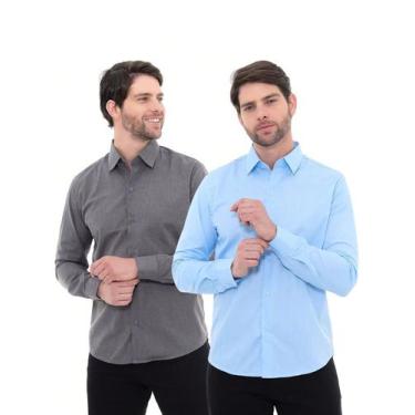 Imagem de KIT Masculino 2 Peças - Camisa Social Premium Tipo Linho Chumbo e Cami