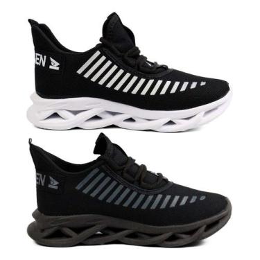 Imagem de Kit 2 Tênis Feminino Jaguar Esportivo Corrida Leve Macio - Oldsen, Pto