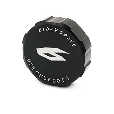Imagem de crazy sport Tampa do reservatório de fluido do cilindro mestre de freio dianteiro serve para YAMAH YZFR6 2000-2020 2016 Acessórios de motocicleta de alumínio CNC com logotipo (preto)