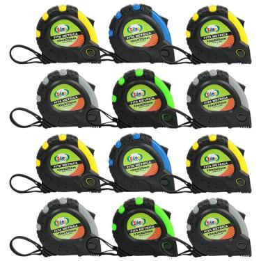 Imagem de Kit Trena Métrica 10 Metros Fita larga 25mm 12 Unidades