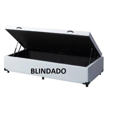 Imagem de Cama Box Baú Solteirão King Blindado Sintético Branco (42x96x203)