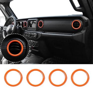 Imagem de JeCar Kit de acabamento interno para painel de ar condicionado e anel de ventilação para Jeep Wrangler JL 2018-2021 e Jeep Gladiator JT 2020-2021, laranja