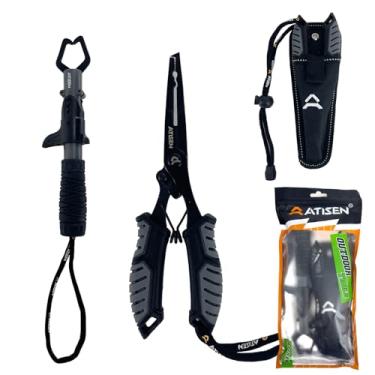 Imagem de GONTSIG Conjunto de alicates de pegador de peixe, ferramentas de pesca leves de aço inoxidável com alça antiderrapante, ideal para pesca em água doce e salgada