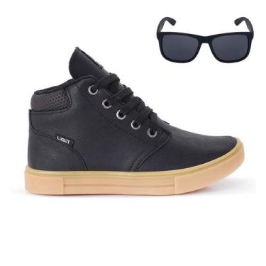 Imagem de Tenis Botinha Infantil Meninos Casual Cano Alto Confortavel + Oculos -
