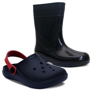 Imagem de Kit Bota Galocha E Babuche Sandalia Chinelo Infantil K40 (Preto, BR, Criança de 4 a 8 anos, Numérico, 26)
