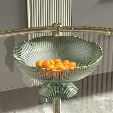 Imagem de cesta de frutas Bandeja de frutas para casa, sala de estar, mesa de café, cesta de frutas, bandeja para doces, bandeja para lanche com base decoração de cozinha(Green)