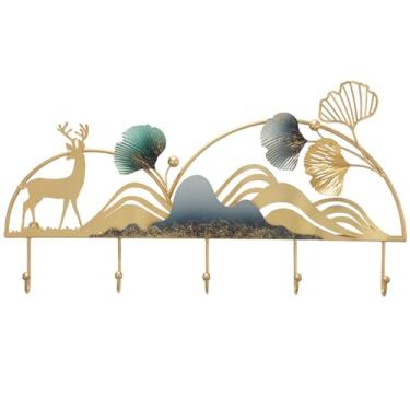 Imagem de ZYHSIJOBAS Cabide montado na parede, cabideiro, cabideiro, leve, luxuoso, para pendurar na porta, cabide de metal, moderno, para pendurar na parede, ferro decorativo para pendurar na parede, ganchos