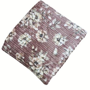 Imagem de Cobertor Manta Canelado Soft, Microfibra Estampado Floral, Casal 2,00m x 1,80m, Antialérgico (Flor marron)