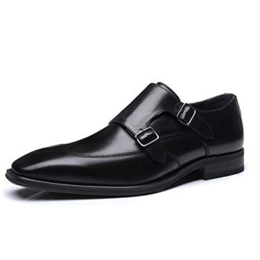Imagem de La Milano Sapato social masculino com cadarço Oxford clássico bico liso moderno formal sapatos de couro para homens, Edna-1-preto, 42