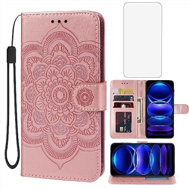 Imagem de Bohefo Capa para Redmi Note 12 Pro, capa carteira Poco X5 Pro com protetor de tela de vidro temperado, suporte para cartão de crédito de couro para Xiaomi Redmi Note 12 Pro 5G ouro rosa