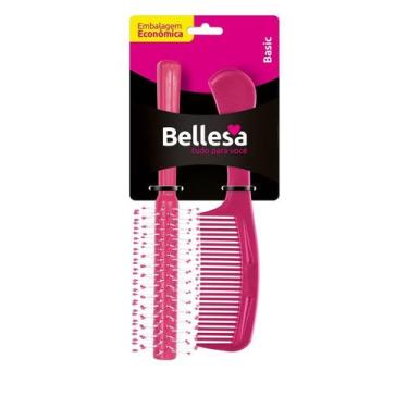 Imagem de Kit escova cabelo bellesa redonda nice+pente - diversas cores