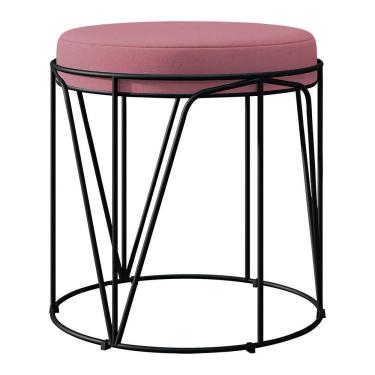 Imagem de Puff Aramado Preto Zaya L02 Suede Rosê