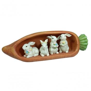 Imagem de Escultura Em Resina Cenoura Com Coelhos