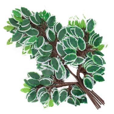 Imagem de 12 Ramos Decoração Arranjo Ficus Artificial Planta Decorativa Plástico 14 Galhos Cada 55cm