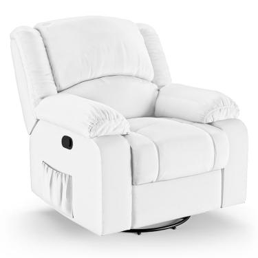 Imagem de Poltrona Do Papai Reclinável Melim Glider Giratória Massagem Pu Branco Fh1 - D'rossi