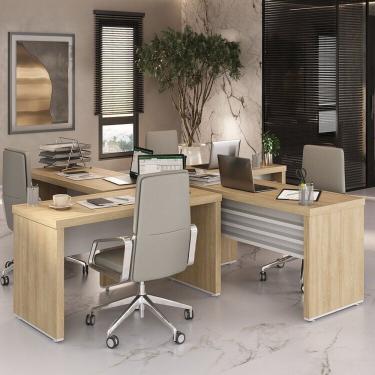 Imagem de Conjunto Executivo 4 Mesas Tamburato 1400 Carvalho Branco