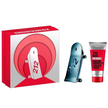 Imagem de Kit Perfume 212 Heroes Edt Carolina Herrera Masculino 90ml + Gel De Banho 100ml