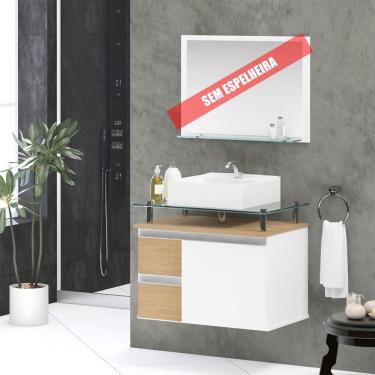 Imagem de Gabinete Banheiro 2 Gavetas 1 Porta Diamante 60cm - Freijó Amadeirado - Bege