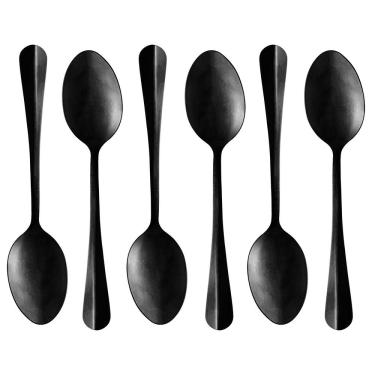Imagem de Conjunto Com 06 Colheres Para Mesa De Aço Inox Positano Preto 18cm 1280 - Lyor